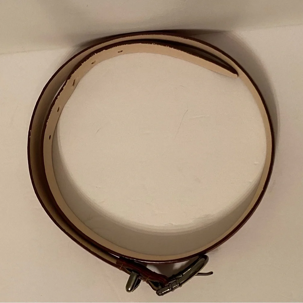 TALBOTS BELT BROWN CROC LOOK LEATHER SIZE L